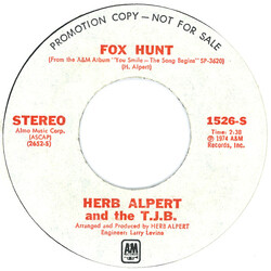 Herb Alpert & The Tijuana Brass Fox Hunt USED VINYL 7INCH 45 RPM SINGLE PROMO STEREO MONO