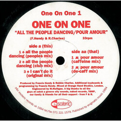 One On One (2) All The People Dancing / Pour Amour USED VINYL 12INCH 33 S RPM