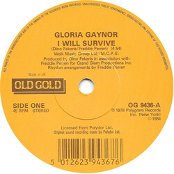 Gloria Gaynor I Will Survive / Never Can Say Goodbye USED VINYL 7INCH SINGLE 45 RPM