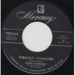 Sarah Vaughan / The Hugo Peretti Orchestra Fabulous Character Vinyl 7" USED