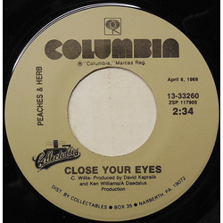 Peaches & Herb Close Your Eyes Vinyl 7" USED