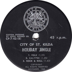 City Of St. Kilda Holiday Jingle USED VINYL 7INCH 45 RPM EP