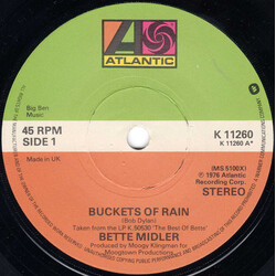 Bette Midler Buckets Of Rain / La Vie En Rose USED VINYL 7INCH 45 RPM