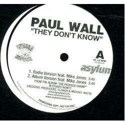 Paul Wall They Don't Know USED VINYL 12INCH 33 S RPM PROMO