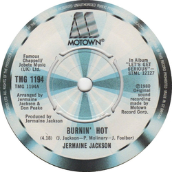 Jermaine Jackson Burnin' Hot Vinyl 7" USED