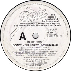 Blue Rose Don't You Know (Ambushed) USED VINYL 7INCH 45 RPM SINGLE PROMO