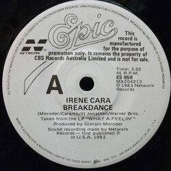 Irene Cara Breakdance USED VINYL 7INCH 45 RPM SINGLE PROMO