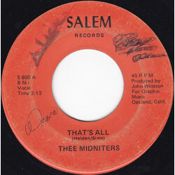 Thee Midniters That's All USED VINYL 7INCH 45 RPM SINGLE