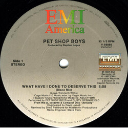 Pet Shop Boys / Dusty Springfield What Have I Done To Deserve This? / Rent USED VINYL 12INCH 33 S RPM STEREO