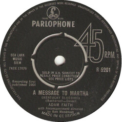 Adam Faith A Message To Martha (Kentucky Bluebird) VINYL 7" USED