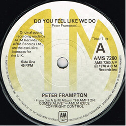 Peter Frampton Do You Feel Like We Do USED VINYL 7INCH 45 RPM SINGLE