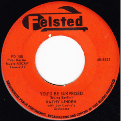 Kathy Linden You'd Be Surprised Vinyl 7" USED
