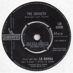 The Crickets (2) (They Call Her) La Bamba USED VINYL 7INCH SINGLE 45 RPM