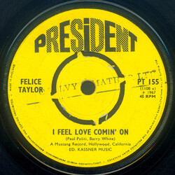 Felice Taylor / Bob Keene Orchestra I Feel Love Comin' On / Comin' On Again USED VINYL 7INCH SINGLE 45 RPM