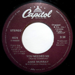 Anne Murray You Needed Me Vinyl 7" USED