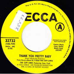 The Cuff Links Thank You Pretty Baby USED VINYL 7INCH 45 RPM PROMO