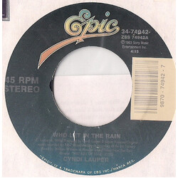 Cyndi Lauper Who Let In The Rain Vinyl 7" USED