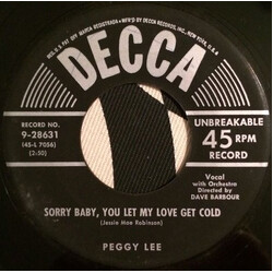 Peggy Lee Sorry Baby, You Let My Love Get Cold / Who's Gonna Pay The Check Vinyl 7" USED