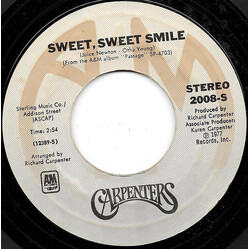 Carpenters Sweet, Sweet Smile USED VINYL 7INCH 45 RPM STYRENE