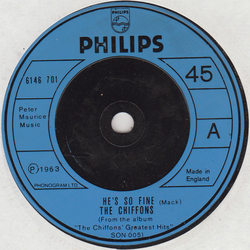 The Chiffons He's So Fine Vinyl 7" USED