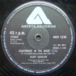Barry Manilow Somewhere In The Night / Copacabana (At The Copa) USED VINYL 12INCH PROMO