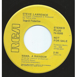 Steve Lawrence (2) Mama, A Rainbow / Cry For Us All USED VINYL 7INCH 45 RPM SINGLE PROMO STEREO