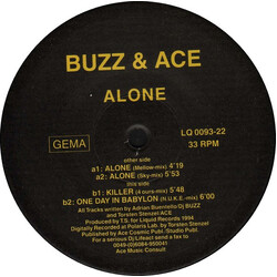 Buzz & Ace Alone USED VINYL 12INCH 33 S RPM EP