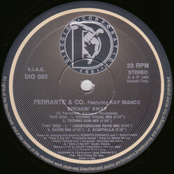 Ferrante & Co. / Kay Bianco Breakin' Away USED VINYL 12INCH 33 S RPM STEREO