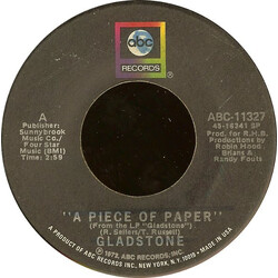 Gladstone A Piece Of Paper USED VINYL 7INCH 45 RPM SINGLE