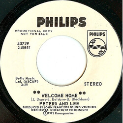 Peters & Lee Welcome Home USED VINYL 7INCH SINGLE 45 RPM PROMO
