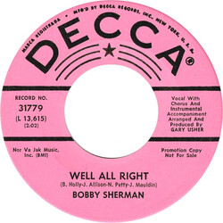 Bobby Sherman Well All Right / Hey Little Girl USED VINYL 7INCH 45 RPM SINGLE PROMO