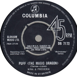 Nina & Frederik Puff The Magic Dragon USED VINYL 7INCH 45 RPM SINGLE MONO