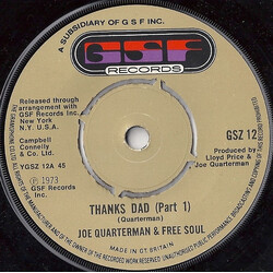 Sir Joe Quarterman & Free Soul Thanks Dad USED VINYL 7INCH SINGLE 45 RPM