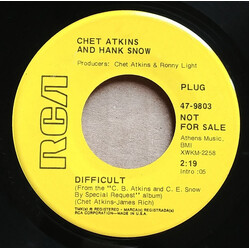 Chet Atkins / Hank Snow Difficult / Wheels USED VINYL 7INCH SINGLE PROMO