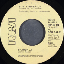 B.W. Stevenson Shambala USED VINYL 7INCH 45 RPM SINGLE PROMO STEREO MONO