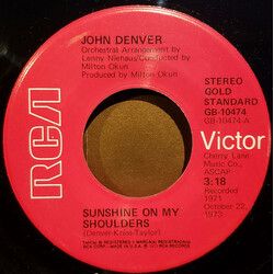 John Denver Sunshine On My Shoulders USED VINYL 7INCH 45 RPM SINGLE REISSUE STEREO