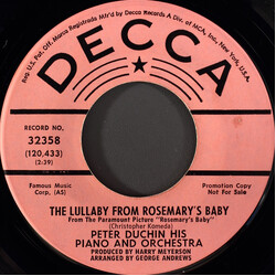 Peter Duchin, His Piano And Orchestra The Lullaby From Rosemary's Baby USED VINYL 7INCH 45 RPM PROMO