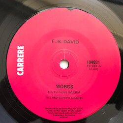 F.R. David Words USED VINYL 7INCH 45 RPM SINGLE