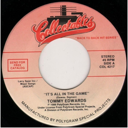 Tommy Edwards It's All In The Game Vinyl 7" USED