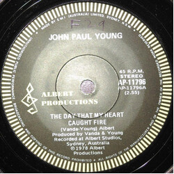 John Paul Young The Day That My Heart Caught Fire USED VINYL 7INCH 45 RPM SINGLE