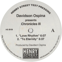 Davidson Ospina Chronicles III USED VINYL 12INCH 33 S RPM TEST PRESSING