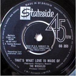 The Miracles That's What Love Is Made Of USED VINYL 7INCH 45 RPM SINGLE