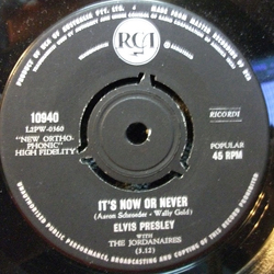 Elvis Presley / The Jordanaires It's Now Or Never Vinyl 7" USED