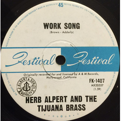 Herb Alpert & The Tijuana Brass Work Song Vinyl 7" USED