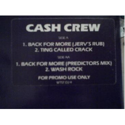 Cash Crew Back For More USED VINYL 12INCH 45 RPM EP PROMO