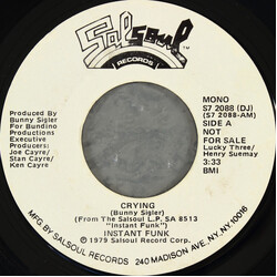 Instant Funk Crying USED VINYL 7INCH 45 RPM SINGLE PROMO STYRENE STEREO MONO