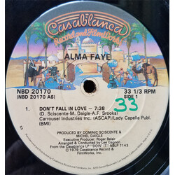 Alma Faye Don't Fall In Love USED VINYL 12INCH 33 S RPM SINGLE