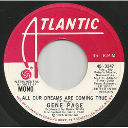Gene Page All Our Dreams Are Coming True USED VINYL 7INCH 45 RPM PROMO STEREO MONO