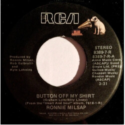 Ronnie Milsap Button Off My Shirt USED VINYL 7INCH 45 RPM SINGLE STEREO
