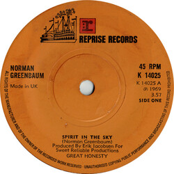 Norman Greenbaum Spirit In The Sky USED VINYL 7INCH 45 RPM SINGLE REISSUE